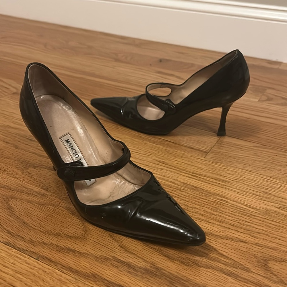 Manolo Blahnik Patent Leather Mary Jane Pumps